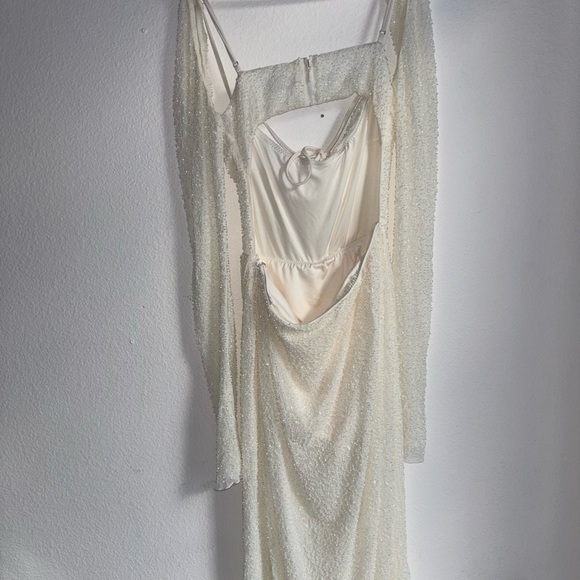Oh Polly CHAMPEL Embellished Cowl Neck Maxi Dress in Ivory sz 4 US In Ivory - Picture 9 of 9